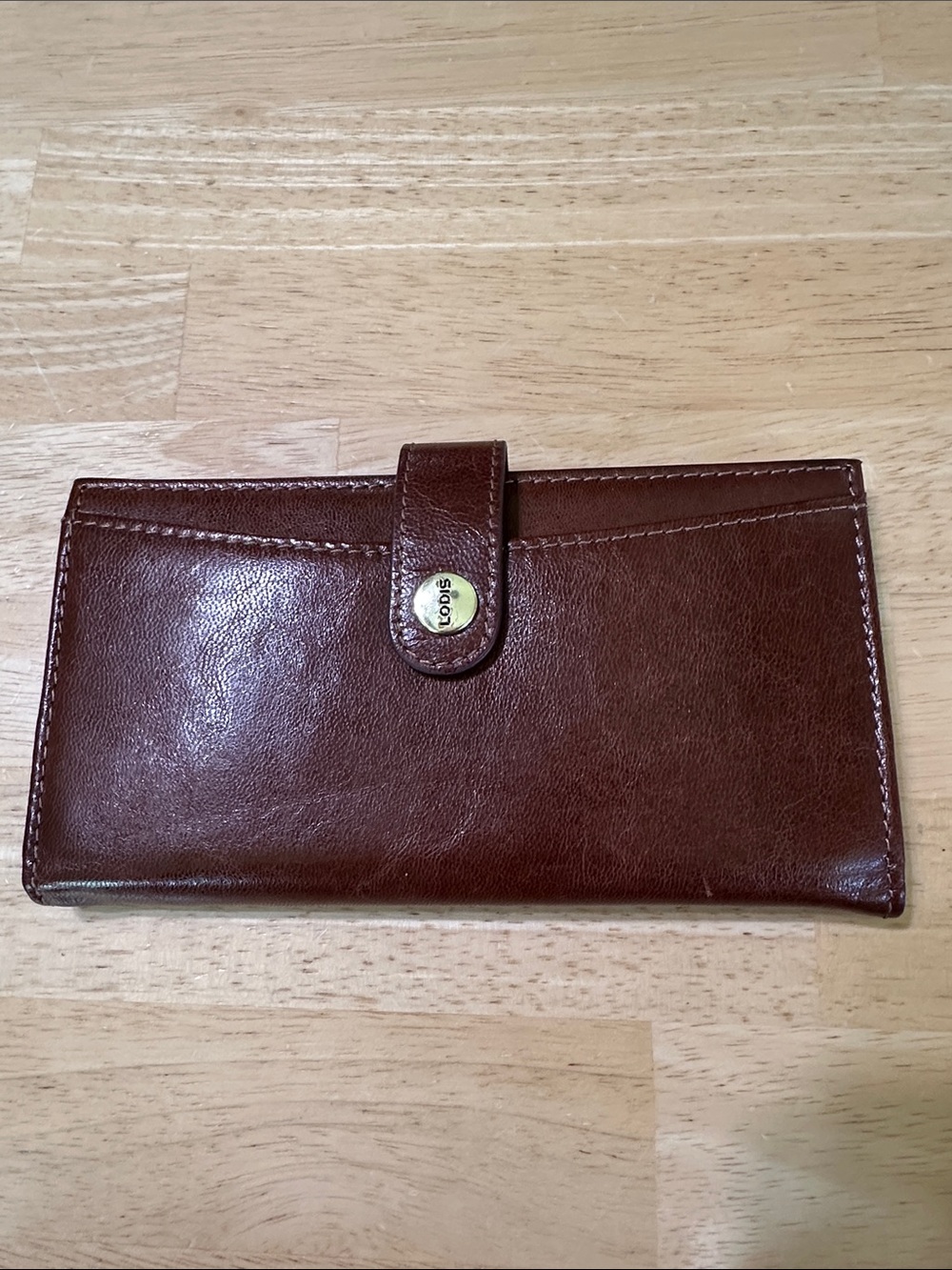 Lodis Brown Leather Snap Wallet